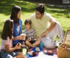Семья в пикник в парке